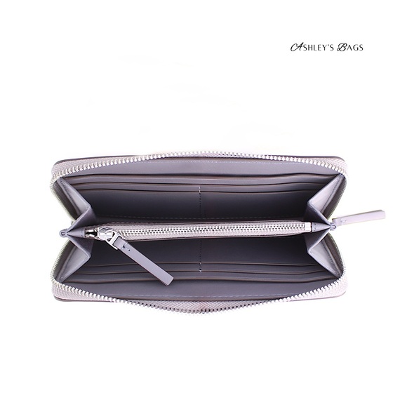 Tory Burch Large Patent Leather Emerson Tote & Continental Wristlet Wallet Grey - Picture 11 of 12